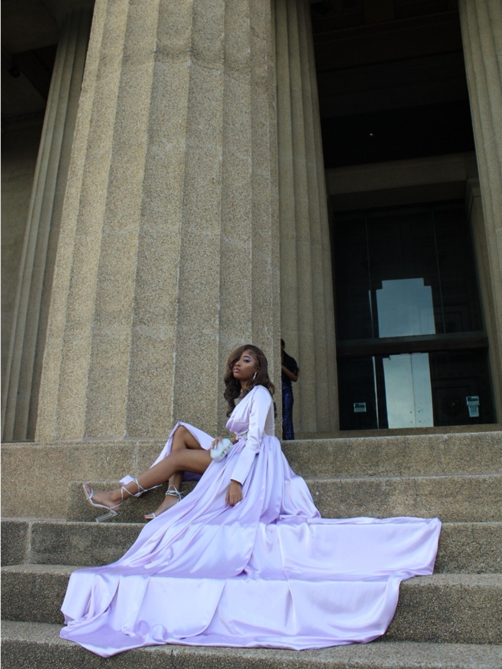 Lavender Satin Prom Dress